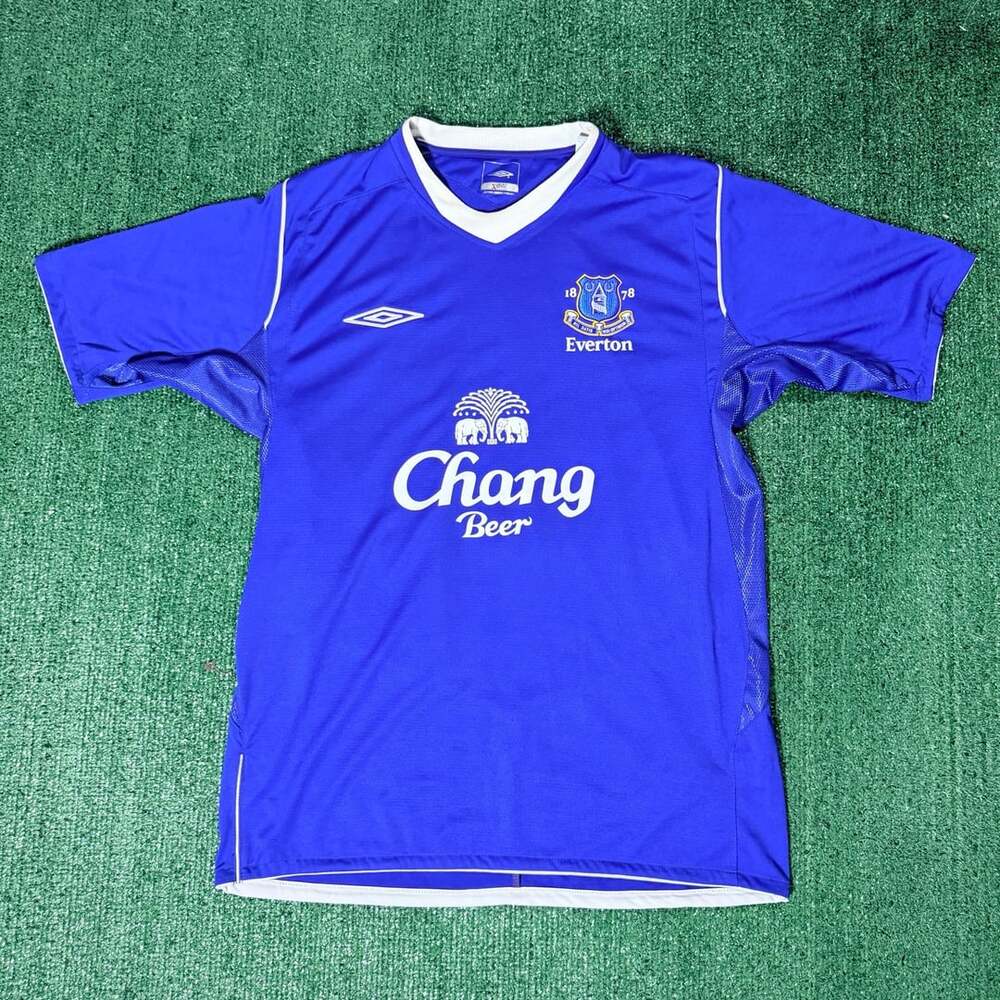 Umbro Everton FC 2004-2005 Home Soccer Jersey Mens Medium Chang Beer Sponsor